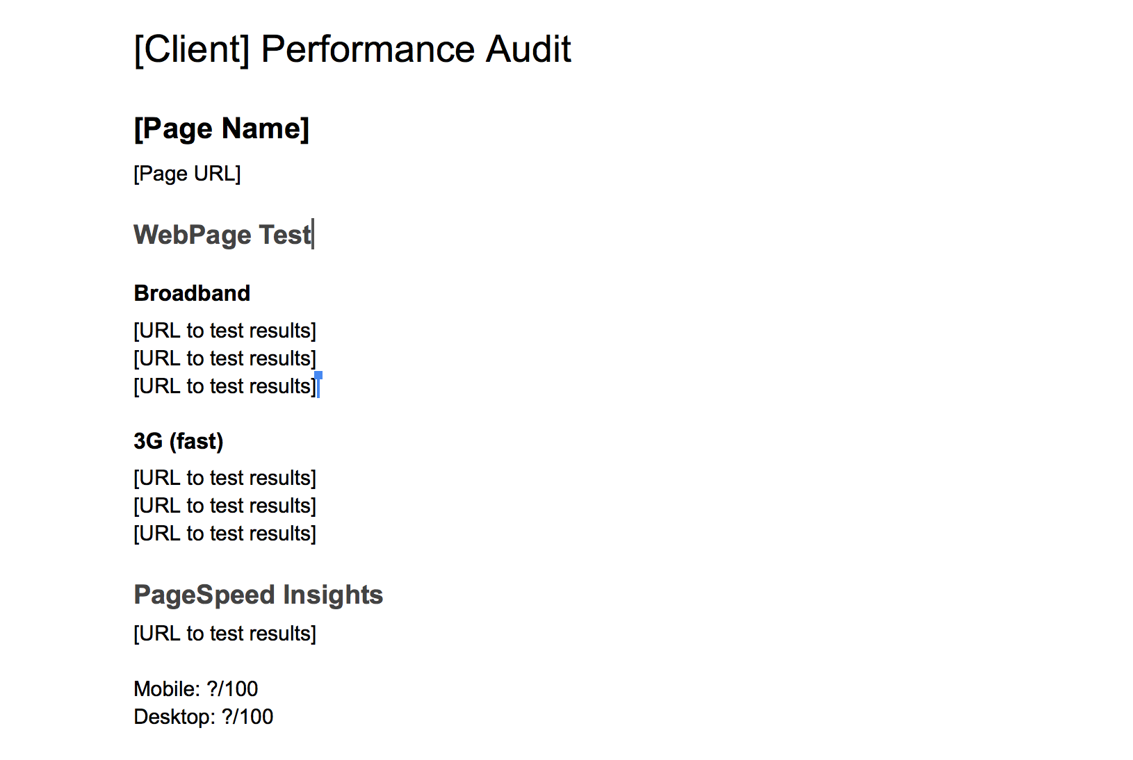 Shows what is described for our performance audit documents.