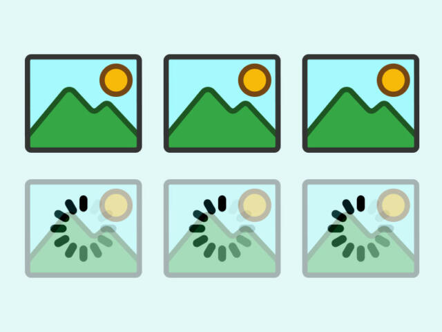 Illustration of six images where the three are loaded and the other three are loading