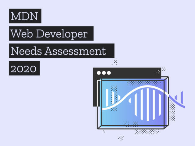 MDN Web Developer Needs Assessment 2020 and an abstract illustration of a chart that resembles DNA